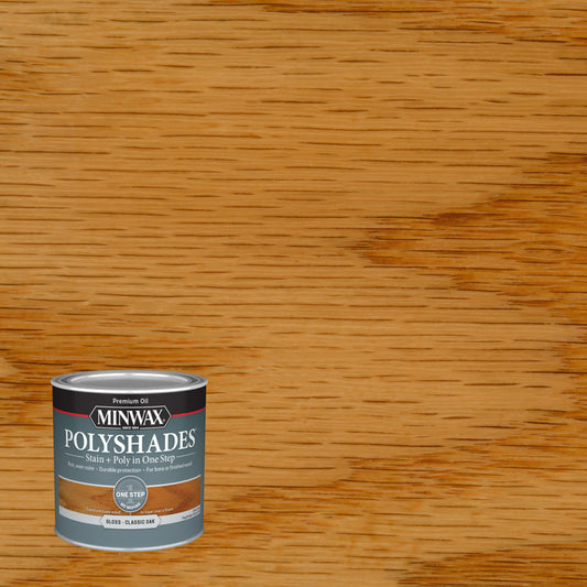 Minwax PolyShades Semi-Transparent Gloss Classic Oak Stain/Polyurethane Finish 1/2 pt