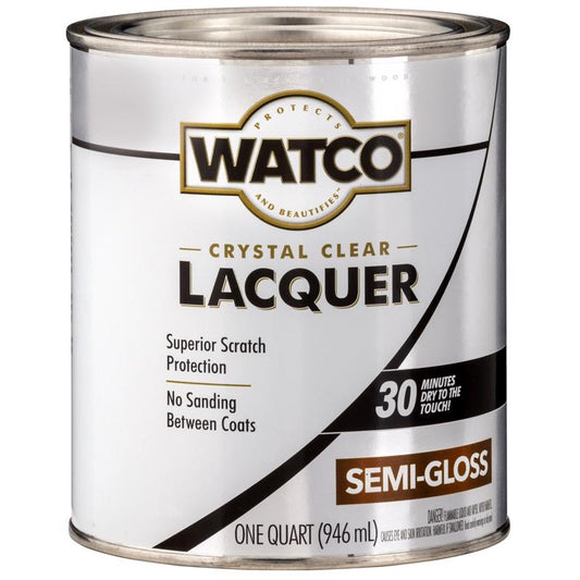 WATCO Semi-Gloss Clear Oil-Based Alkyd Wood Finish Lacquer 1 qt