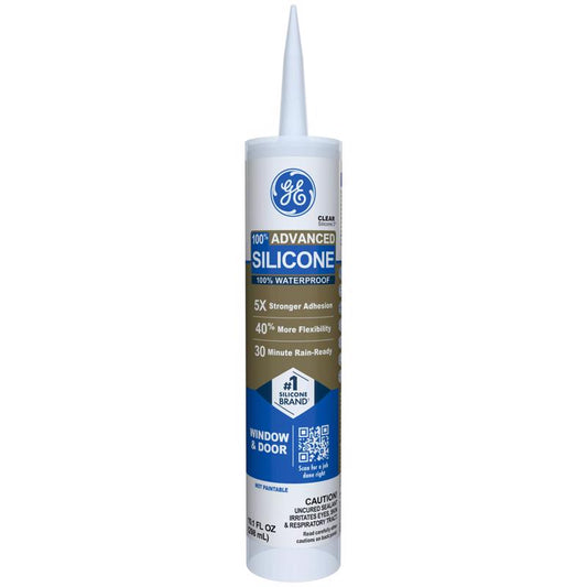 GE Advanced Clear Silicone 2 Window and Door Caulk Sealant 10.1 oz