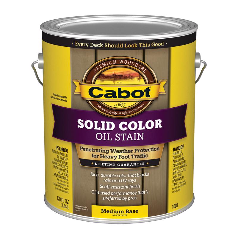 Cabot Solid Color Oil Solid Tintable Medium Base Medium Base Alkyd Deck Stain 1 gal