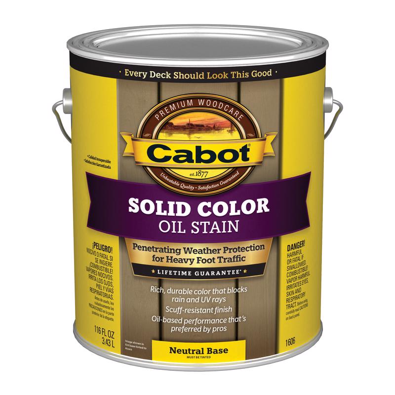 Cabot Solid Color Oil Solid Tintable Neutral Base Neutral Base Alkyd Deck Stain 1 gal
