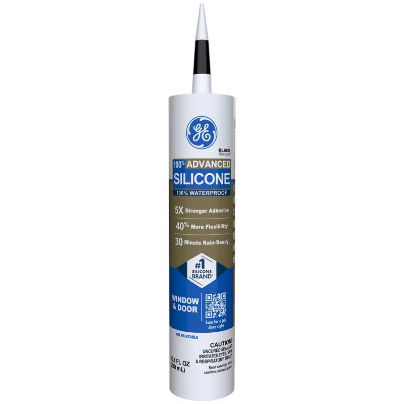 GE Advanced Black Silicone 2 Window and Door Caulk Sealant 10.1 oz