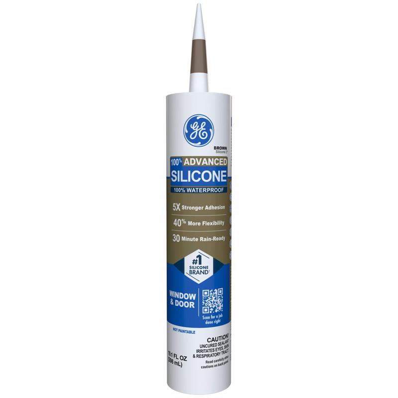 GE Advanced Brown Silicone 2 Window and Door Caulk Sealant 10.1 oz