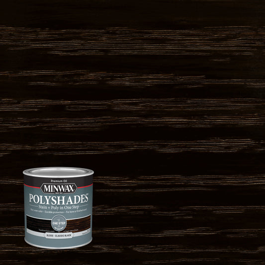 Minwax PolyShades Semi-Transparent Gloss Classic Black Stain/Polyurethane Finish 1/2 pt