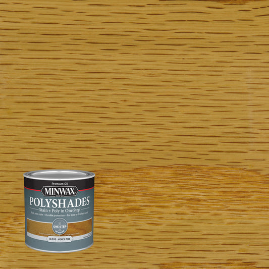 Minwax PolyShades Semi-Transparent Gloss Honey Pine Oil-Based Stain/Polyurethane Finish 1/2 pt