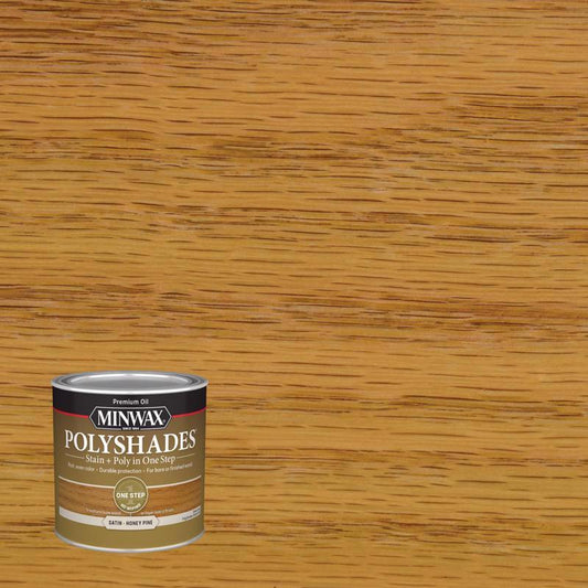 Minwax PolyShades Semi-Transparent Satin Honey Pine Oil-Based Stain/Polyurethane Finish 1/2 pt