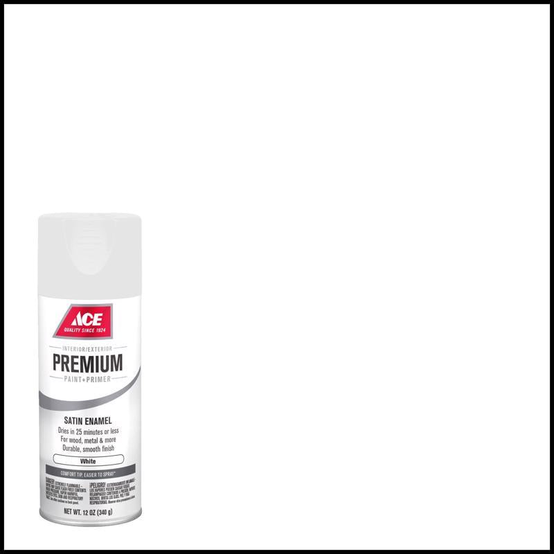 Ace Premium Satin White Paint + Primer Enamel Spray 12 oz