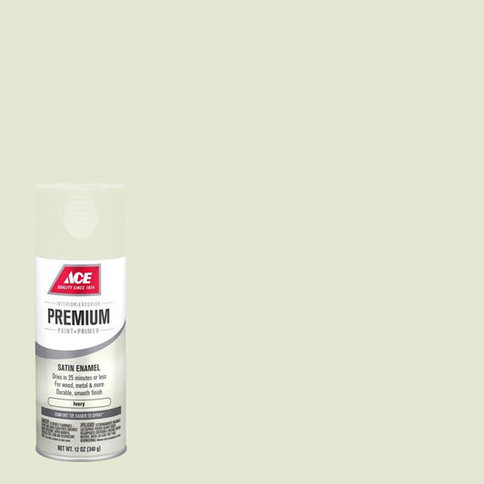 Ace Premium Satin Ivory Paint + Primer Enamel Spray 12 oz