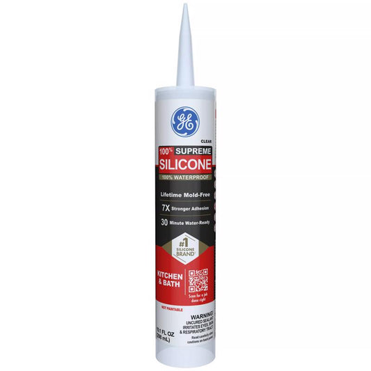 GE Supreme Clear Supreme Silicone Kitchen and Bath Caulk Sealant 10.1 oz