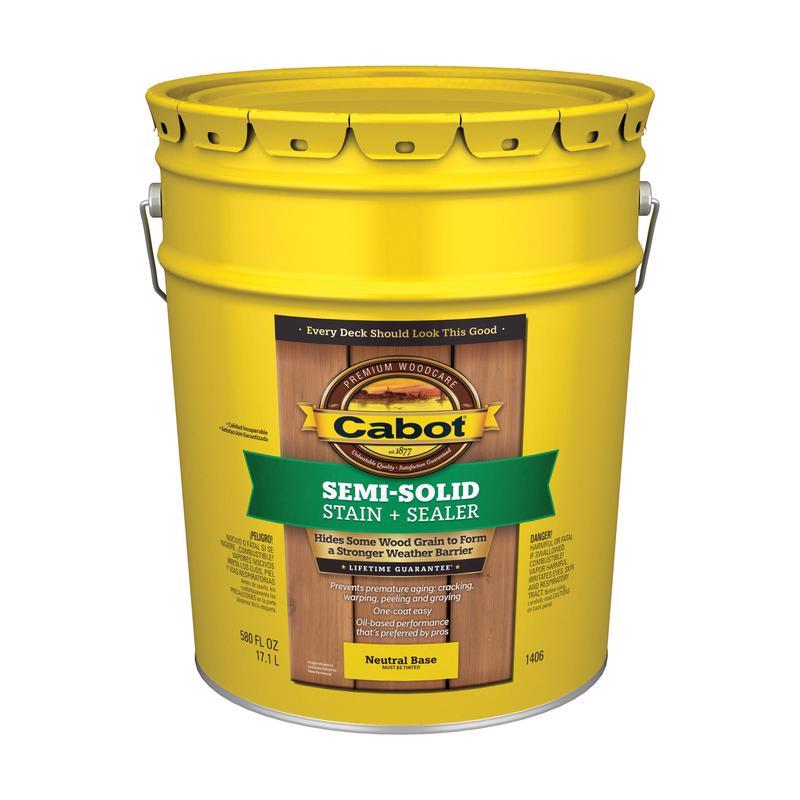Cabot Semi-Solid Semi-Solid Tintable Neutral Base Oil-Based Deck and Siding Stain 5 gal