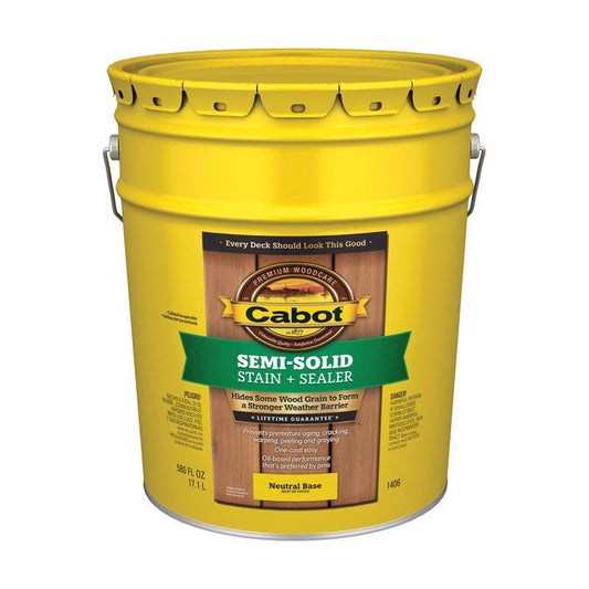 Cabot Semi-Solid Semi-Solid Tintable Neutral Base Oil-Based Deck and Siding Stain 5 gal