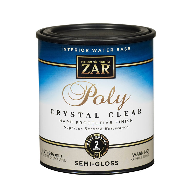 ZAR Semi-Gloss Clear Water-Based Polyurethane 1 qt