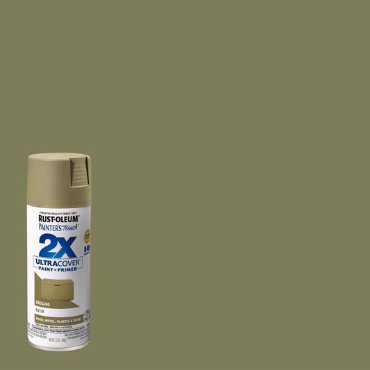 Rust-Oleum Painter's Touch 2X Ultra Cover Satin Oregano Paint+Primer Spray Paint 12 oz