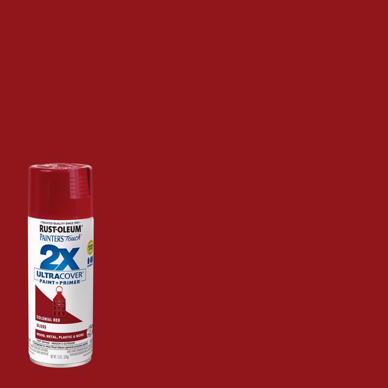 Rust-Oleum Painter's Touch 2X Ultra Cover Gloss Colonial Red Paint+Primer Spray Paint 12 oz