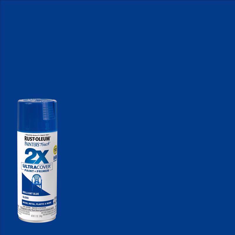 Rust-Oleum Painter's Touch 2X Ultra Cover Gloss Brilliant Blue Paint+Primer Spray Paint 12 oz