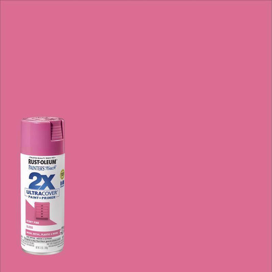 Rust-Oleum Painter's Touch 2X Ultra Cover Gloss Berry Pink Paint+Primer Spray Paint 12 oz