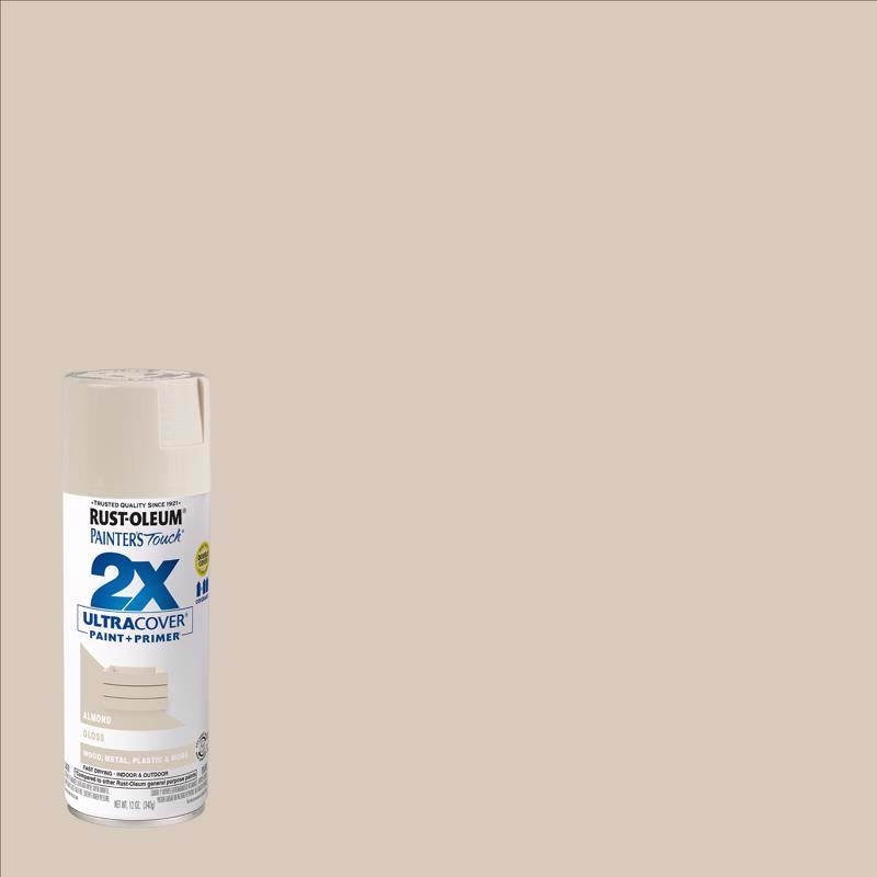 Rust-Oleum Painter's Touch 2X Ultra Cover Gloss Almond Paint+Primer Spray Paint 12 oz
