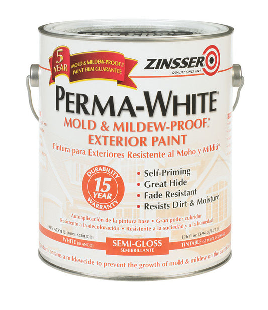 Zinsser Perma-White Semi-Gloss White Water-Based Mold and Mildew-Proof Paint Exterior 1 gal
