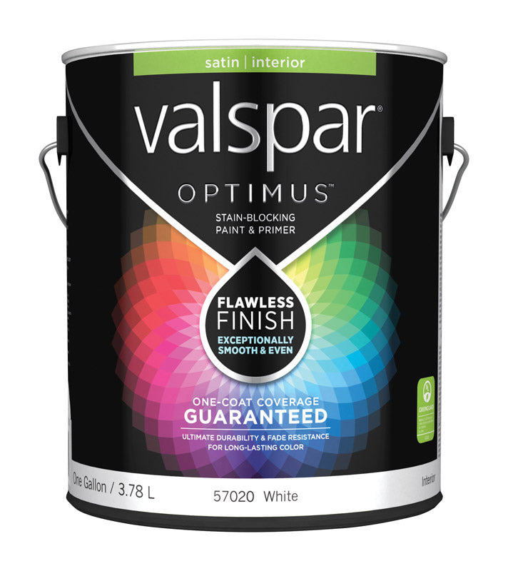Valspar Optimus Satin Basic White Paint and Primer Interior 1 gal