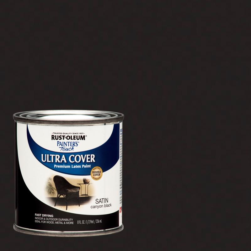 Rust-Oleum Ultra Cover Satin Canyon Black Paint Exterior and Interior 8 oz