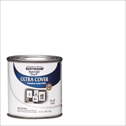 Rust-Oleum Painters Flat White Water-Based Ultra Cover Paint Exterior and Interior 0.5 pt