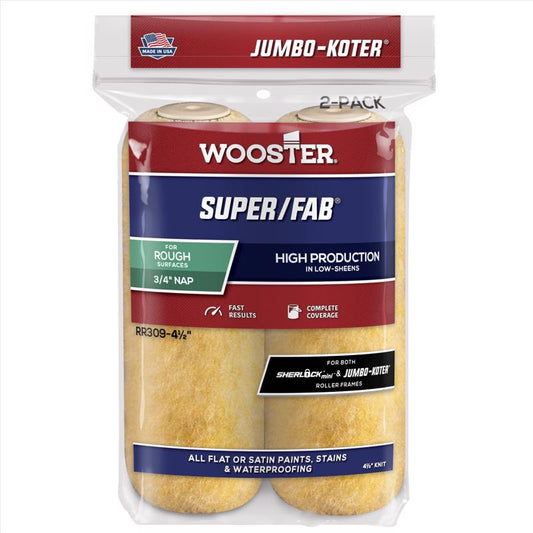 Wooster Super/Fab Knit 4-1/2 in. W X 3/4 in. Jumbo Mini Paint Roller Cover 2 pk