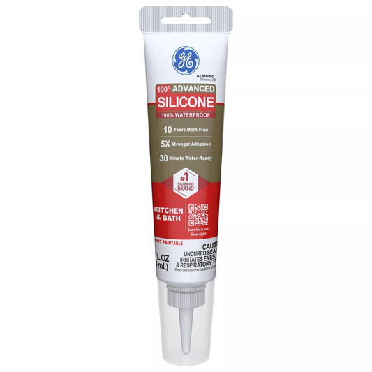 GE Advanced Almond Silicone 2 Kitchen and Bath Caulk Sealant 2.8 oz