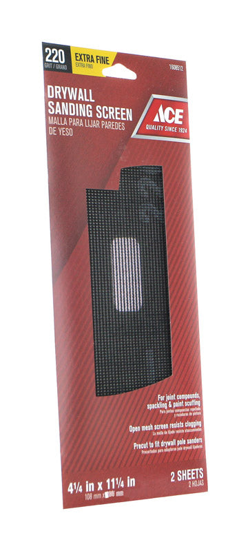 Ace 11-1/4 in. L X 4-1/4 in. W 220 Grit Silicon Carbide Drywall Sanding Screen 2 pk