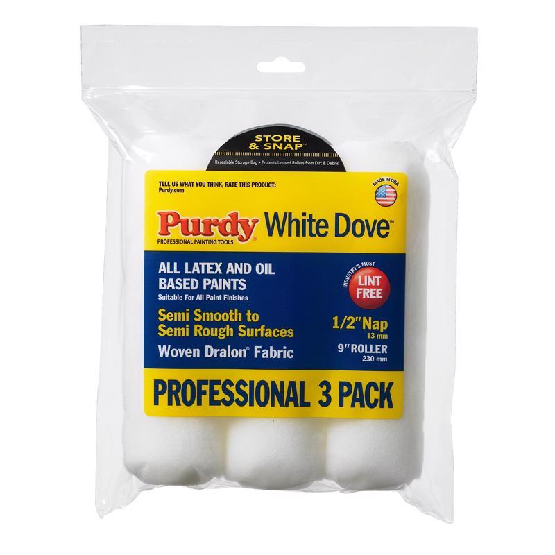Purdy White Dove Woven Fabric 9 in. W X 1/2 in. Paint Roller Cover 3 pk