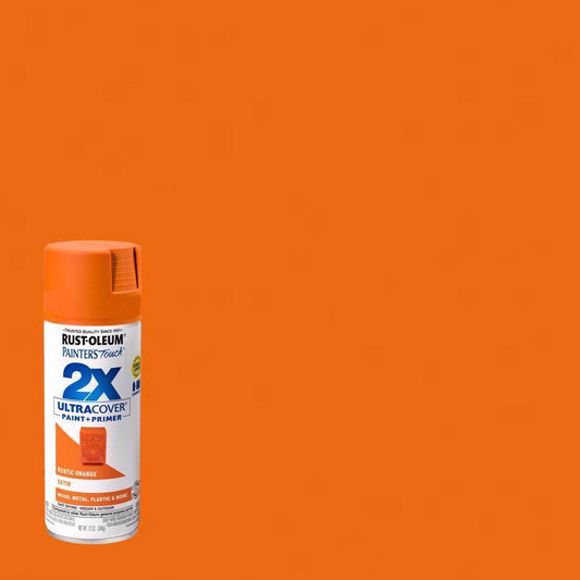 Rust-Oleum Painter's Touch 2X Ultra Cover Satin Rustic Orange Paint+Primer Spray Paint 12 oz