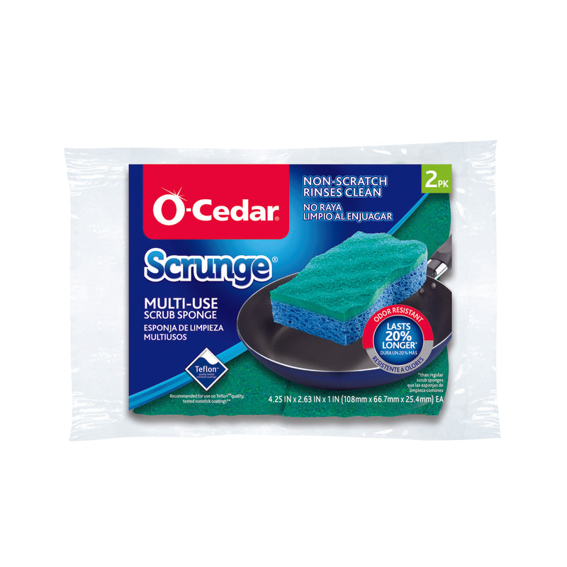 O-Cedar Scrunge Non-Scratch Scrubber Sponge For Multi-Purpose 4.25 in. L 2 pk