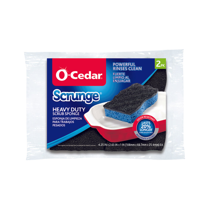 O-Cedar Scrunge Heavy Duty Sponge For All Purpose 4.25 in. L 2 pk