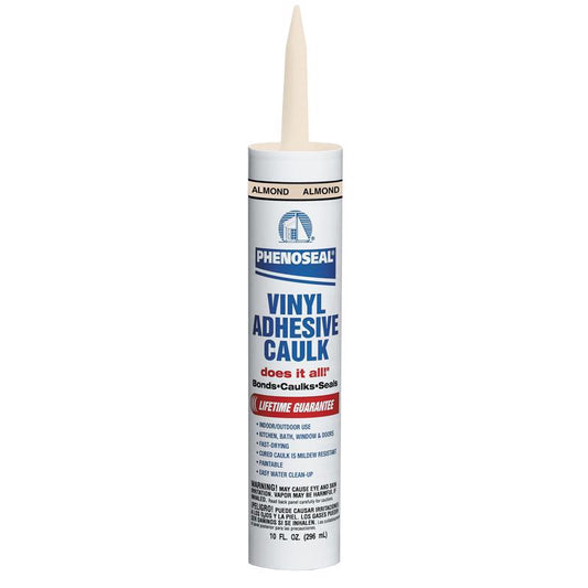 Phenoseal Almond Vinyl All Purpose Adhesive Caulk 10 oz