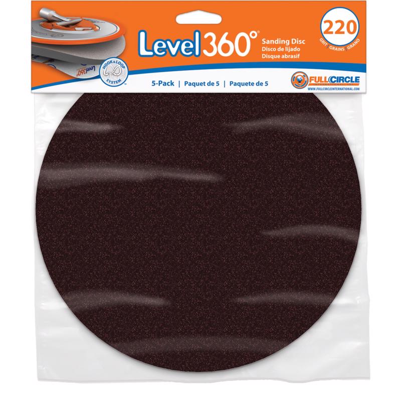 Full Circle Level 360 8.75 in. Aluminum Oxide Hook and Loop Sanding Disc 220 Grit Very Fine 5 pk