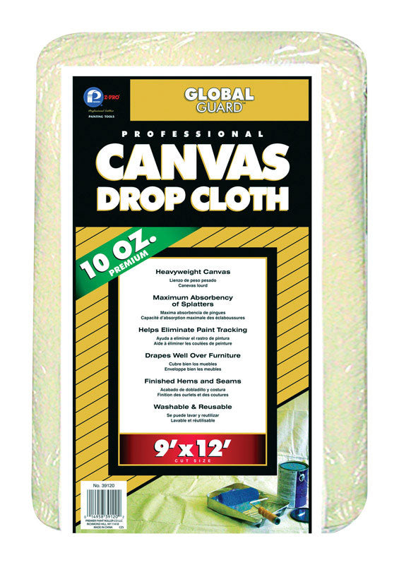Premier GlobalGuard 9 ft. W X 12 ft. L 10 oz Professional Grade Canvas Drop Cloth 1 pk
