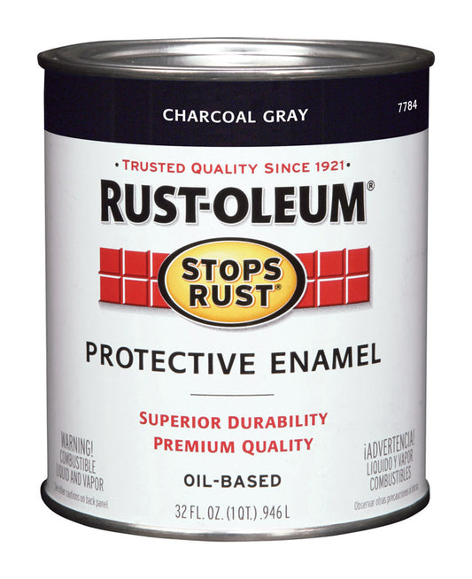 Rust-Oleum Stops Rust Indoor and Outdoor Gloss Charcoal Gray Oil-Based Protective Paint 1 qt