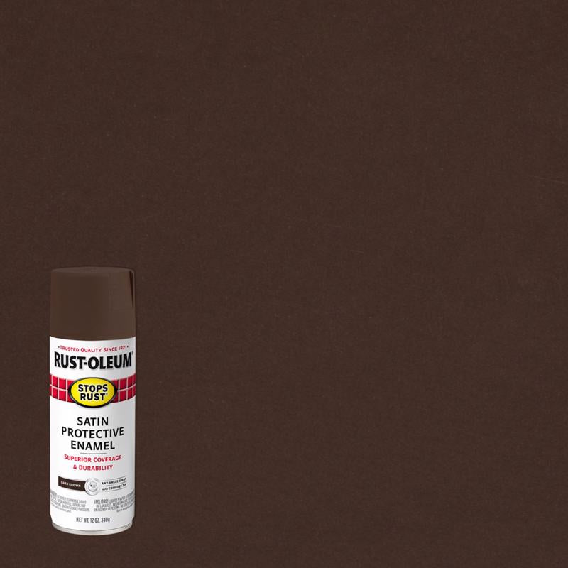 Rust-Oleum Stops Rust Satin Dark Brown Protective Enamel Spray Paint 12 oz