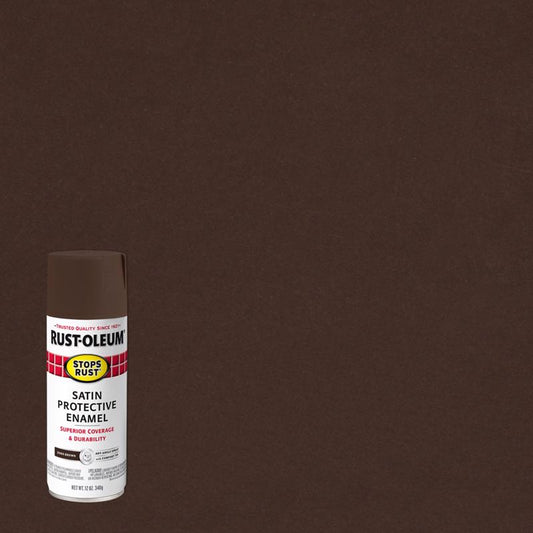 Rust-Oleum Stops Rust Satin Dark Brown Protective Enamel Spray Paint 12 oz