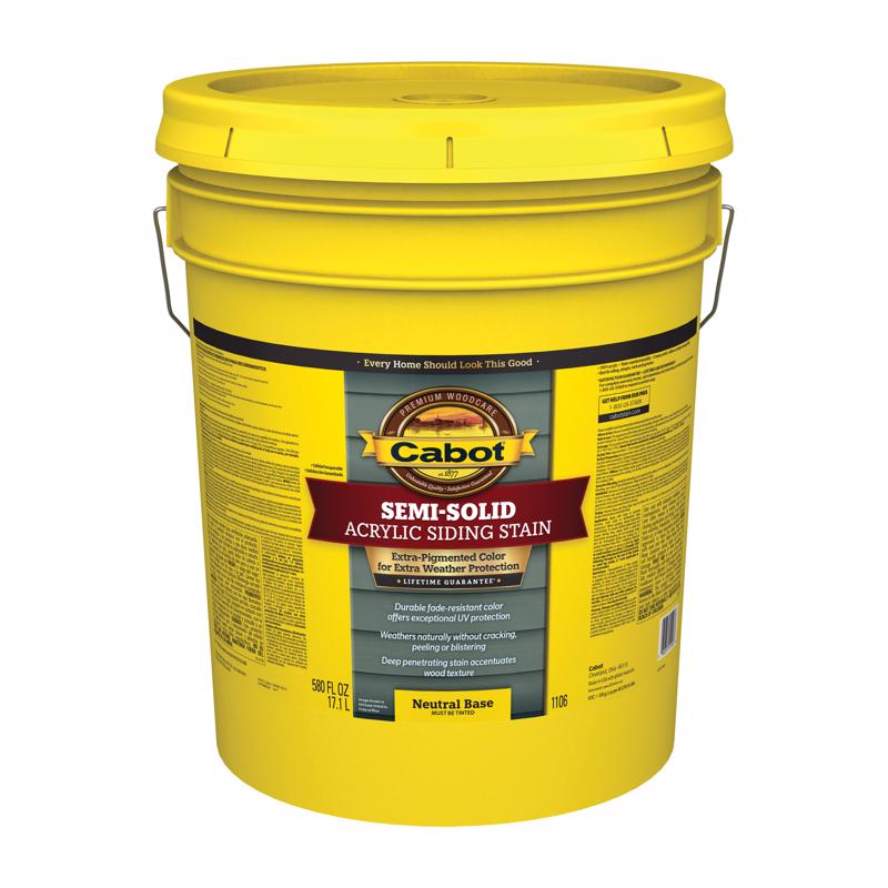 Cabot Semi-Solid Acrylic Neutral Base Acrylic Siding and Trim Stain 5 gal