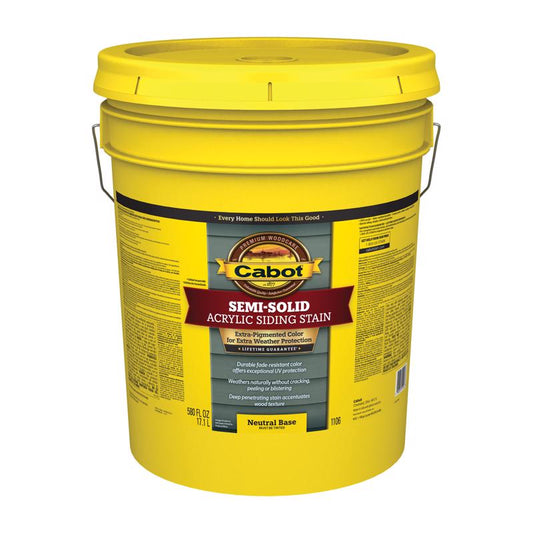 Cabot Semi-Solid Acrylic Neutral Base Acrylic Siding and Trim Stain 5 gal