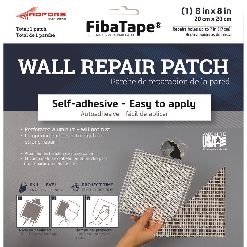 Saint-Gobain ADFORS FibaTape 8 in. L X 8 in. W Fiberglass Mesh White Self Adhesive Wall Repair Patch