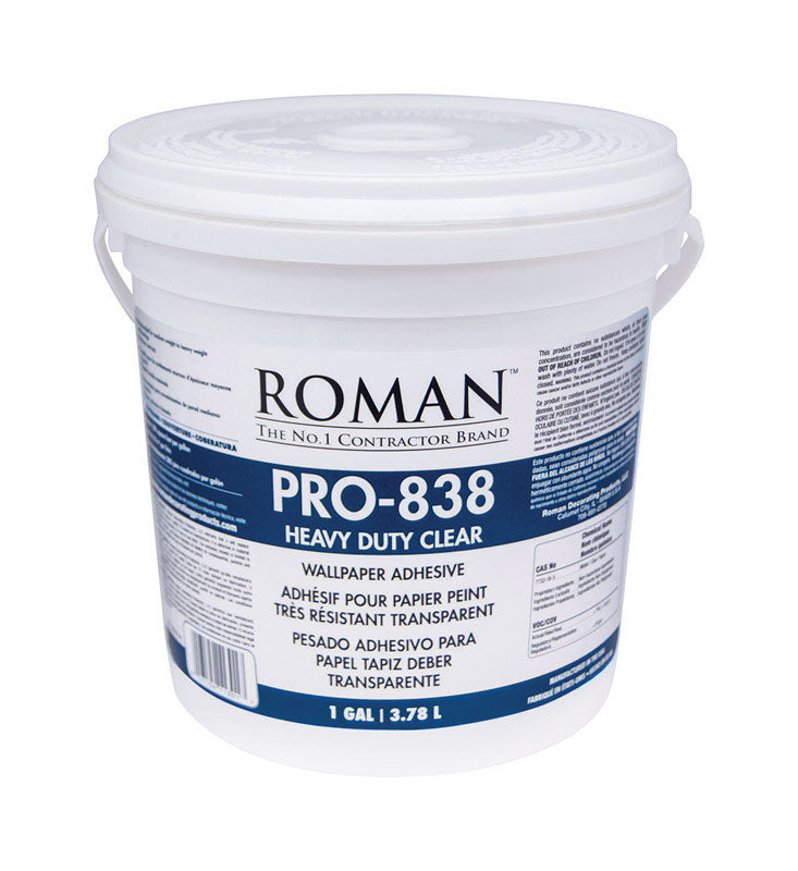 Roman PRO-838 Heavy Duty Clear High Strength Modified Starches Clear Wallpaper Adhesive 1 gal