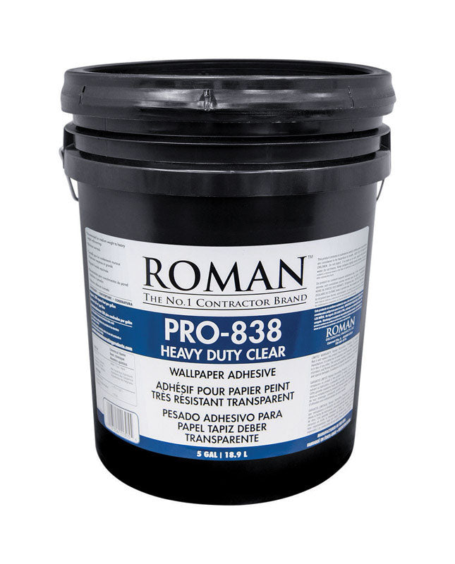 Roman PRO-838 Heavy Duty Clear High Strength Modified Starches Clear Wallpaper Adhesive 5 gal
