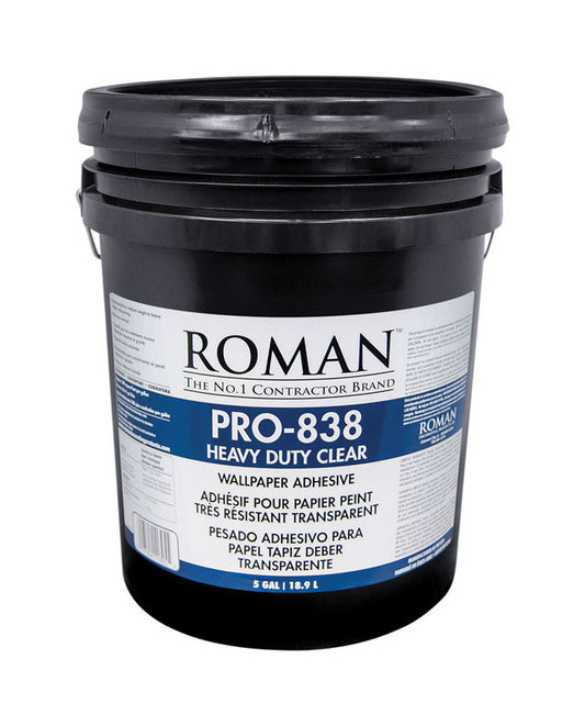 Roman PRO-838 Heavy Duty Clear High Strength Modified Starches Clear Wallpaper Adhesive 5 gal