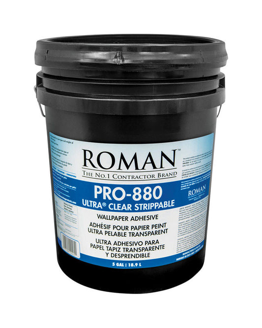 Roman PRO-880 Ultra Clear Strippable High Strength Starch Ultra Clear Wallpaper Adhesive 5 gal