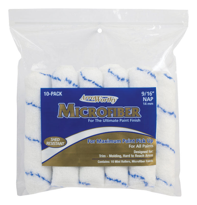 ArroWorthy Microfiber 6.5 in. W X 9/16 in. Mini Paint Roller Cover 10 pk