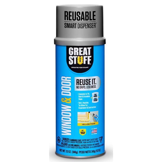 Great Stuff Smart Dispenser Yellow Polyurethane Insulating Foam Sealant 12 oz