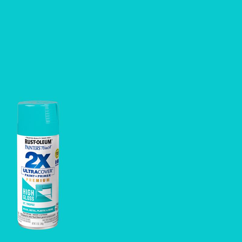 Rust-Oleum Painter's Touch 2X Ultra Cover High-Gloss St Tropez Paint+Primer Spray Paint 12 oz