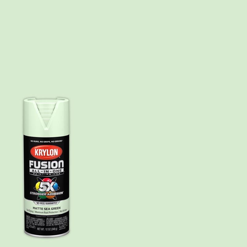 Krylon Fusion All-In-One Matte Sea Green Paint+Primer Spray Paint 12 oz