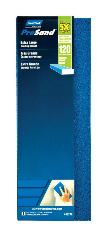 Norton ProSand 9 in. L X 3-5/16 in. W X 1 in. 120 Grit Medium Extra Large Sanding Sponge